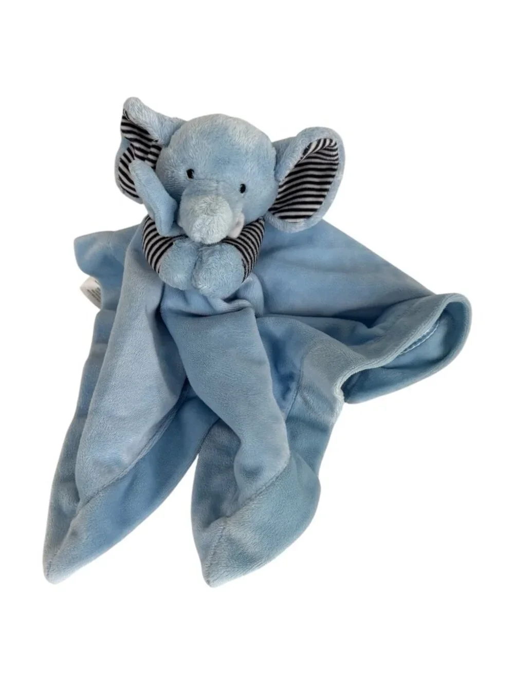 Carters Blue Elephant Lovey‎ Baby Security Blanket Plush Toy Satin Back Rattle